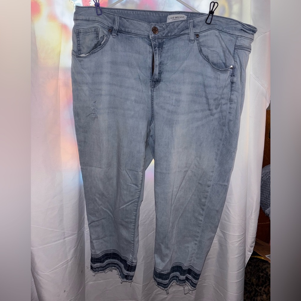 Lane Bryant Light Wash Blue Women's Jeans with bottom leg stripes
